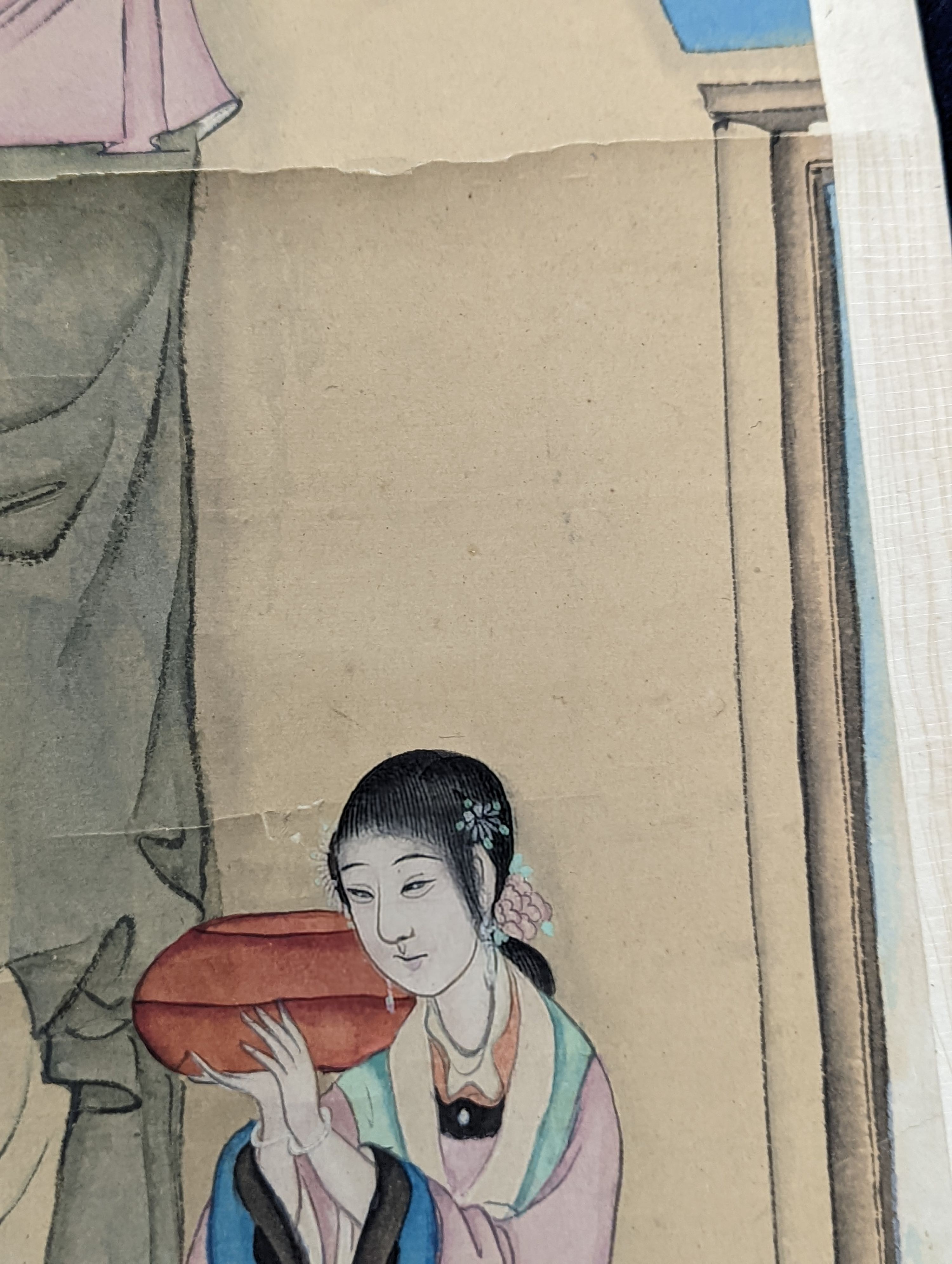 A pair of Chinese scrolls, watercolour on paper, late 19th/early 20th century, image cm x cm